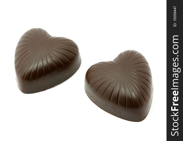 Chocolate sweets on a white background