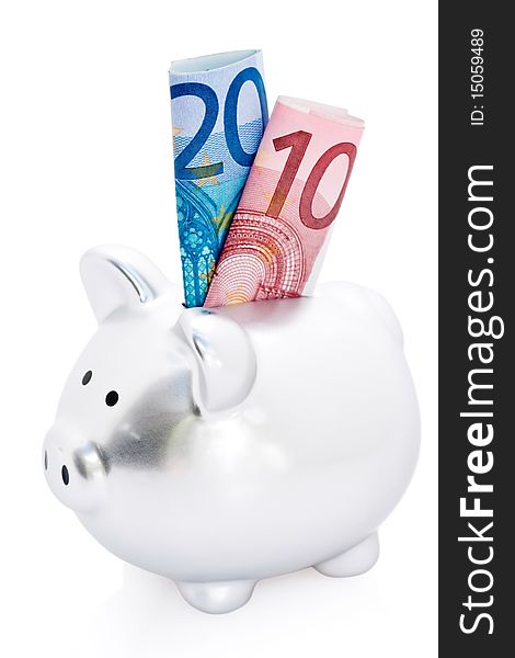 Piggy bank and Euro money