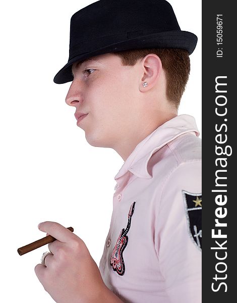 Adolescent posing on a white background. Adolescent posing on a white background