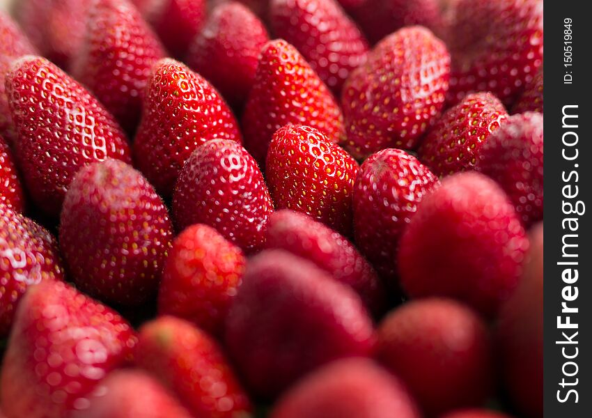 Close up of red ripe strawberries