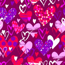 Vector Seamless Pattern With Hand Drawn Hearts Stock Photo