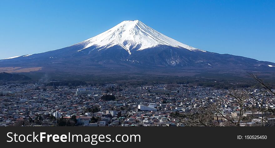 Landscape of Fuji Mountain at Fujiyoshida. Fuji is famous natural landmark.