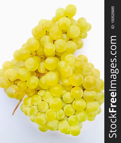 Close up of green grapes isolated with white background.clipping path