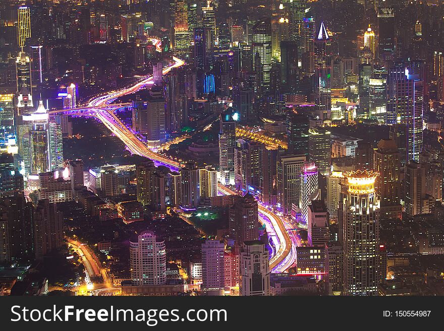 Aerial photography at City modern landmark buildings backgrounds of night scene in Shanghai. Aerial photography at City modern landmark buildings backgrounds of night scene in Shanghai