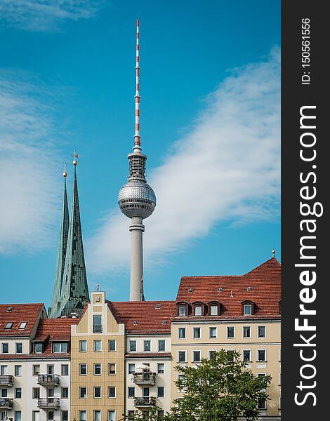 Tv tower / Fernsehturm, most famous landmark in Berlin, Germany -