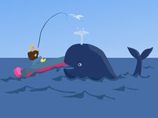 A Fisherman Caught A Whale, Not Fish Stock Images A Fisherman Caught A Whale, Not Fish Stock Images