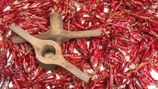 Chillies With String Hoppers Maker Stock Photography