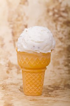 Vanilla Ice Cream In Cone Stock Photography