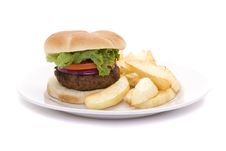 Hamburger And French Fries Stock Image