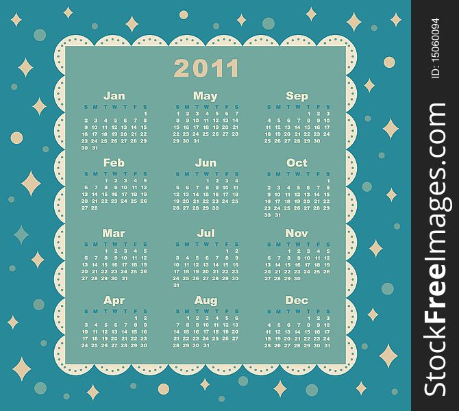 Vector illustration of 2011 year calendar. Vector illustration of 2011 year calendar