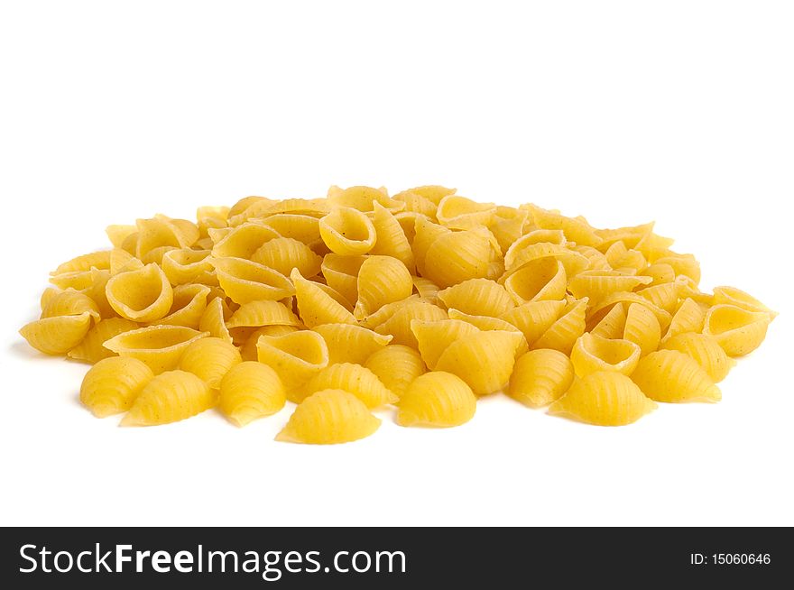 Macaroni with on a white background