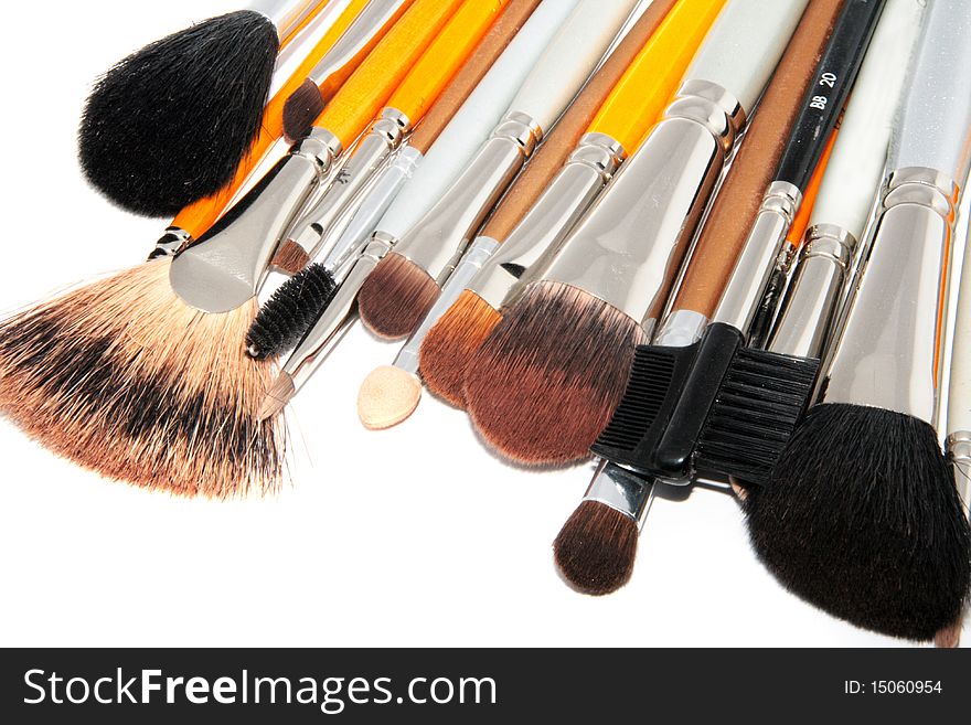 Brushes for make-up on white background