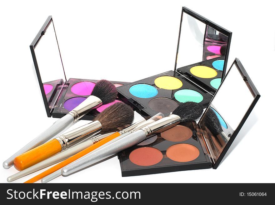 Palette for make-up with mirror and brushes