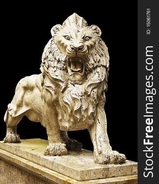 Isolated lion statue