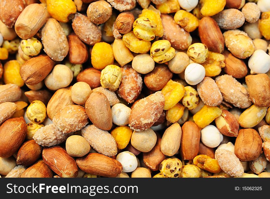 Food background with various sorts of nuts. Food background with various sorts of nuts