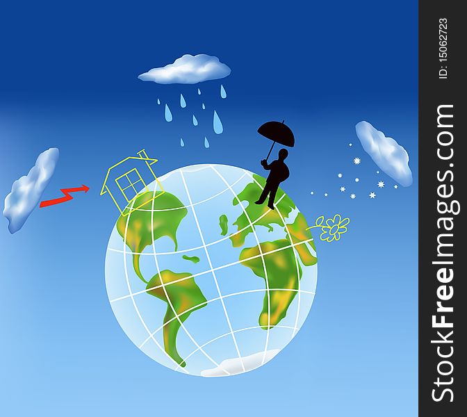 Vector illustration showing weather on the earth. Vector illustration showing weather on the earth