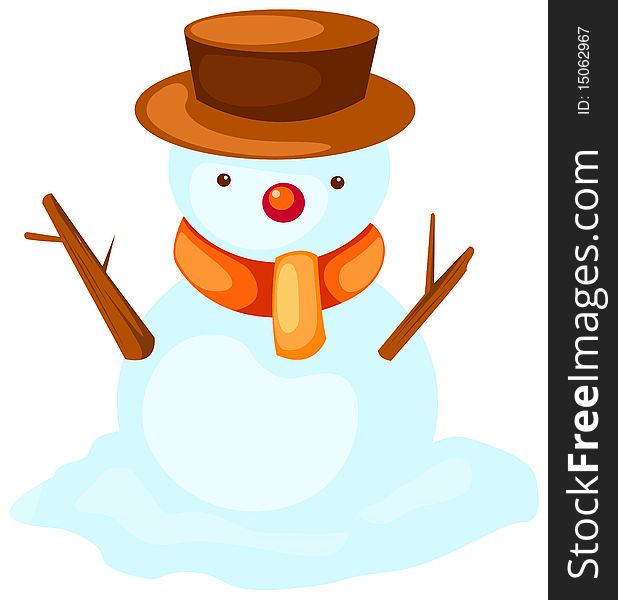 Illustration of isolated snowman on white background