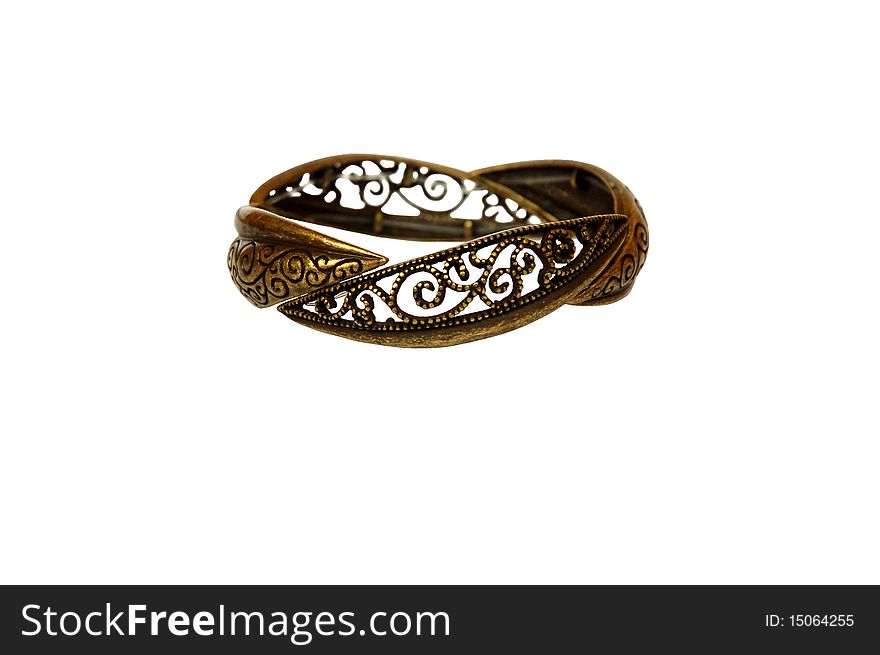 Golden Metal Bracelet With A Beautiful Carving