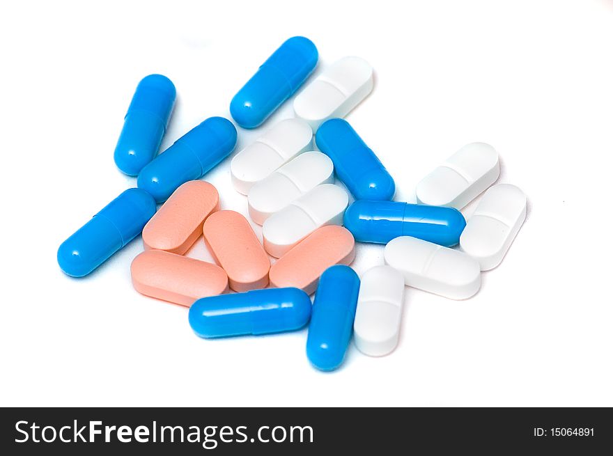 Pills on a white background