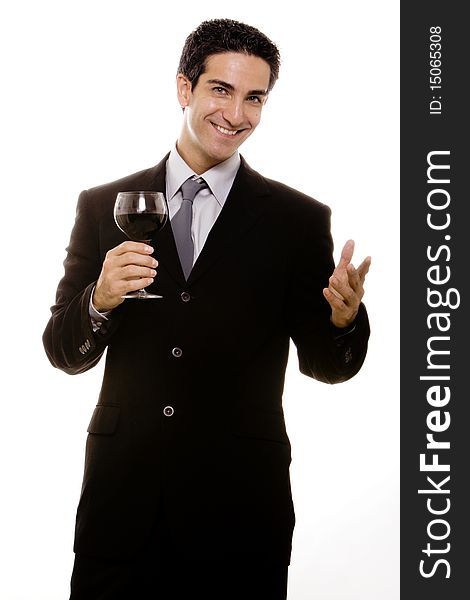 Businessman with a glass of red wine. Businessman with a glass of red wine