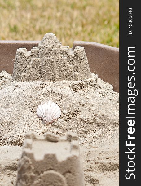 Sand Castle in Sand Box. Sand Castle in Sand Box