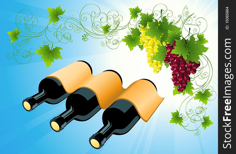 Wine bottle background, vector illustration, AI file included