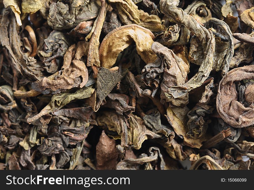 Dry chinese tea leaf.