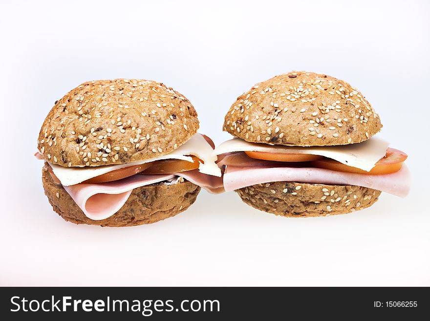Healthy ham sandwich isolated