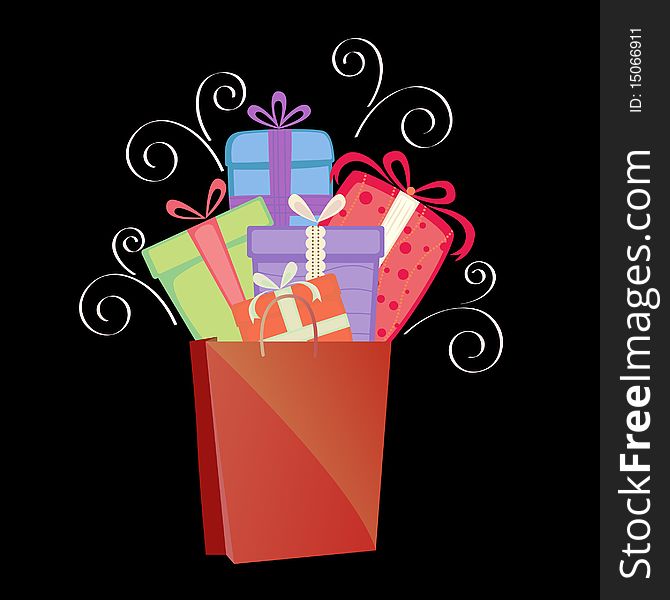 Gifts with black background vector