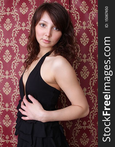 Fashion portret of young beautiful brunette woman. Fashion portret of young beautiful brunette woman