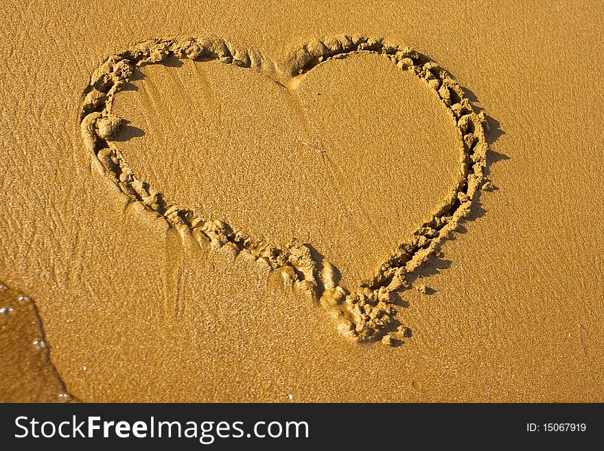 Hearts drawing in the sand on the beach. Hearts drawing in the sand on the beach