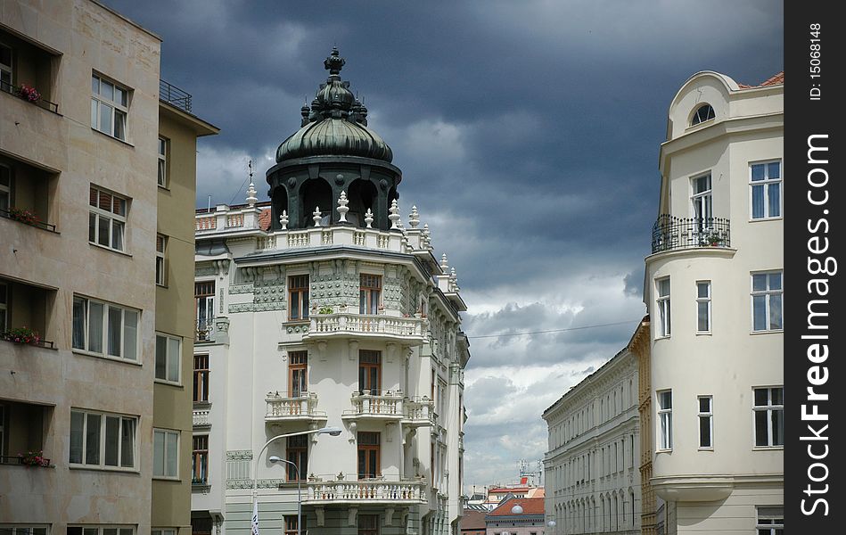 Historical building on the cloudy sky