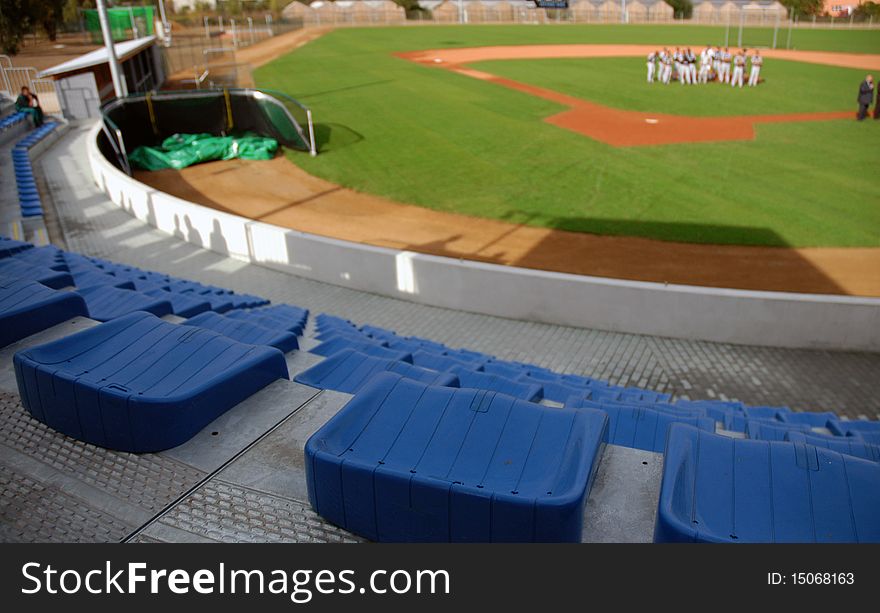 Blue seats in an empty stadium. Blue seats in an empty stadium