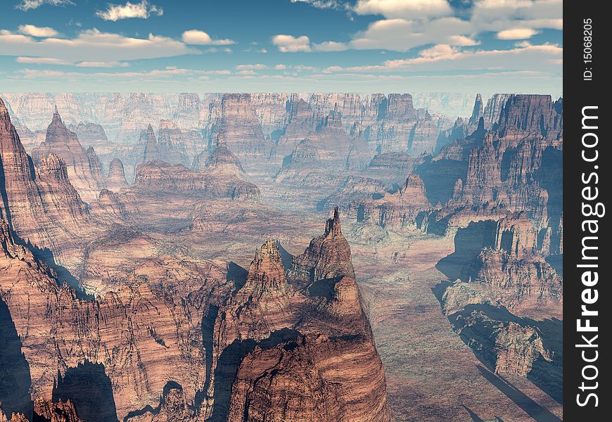 A Barren rocky landscape with sky.