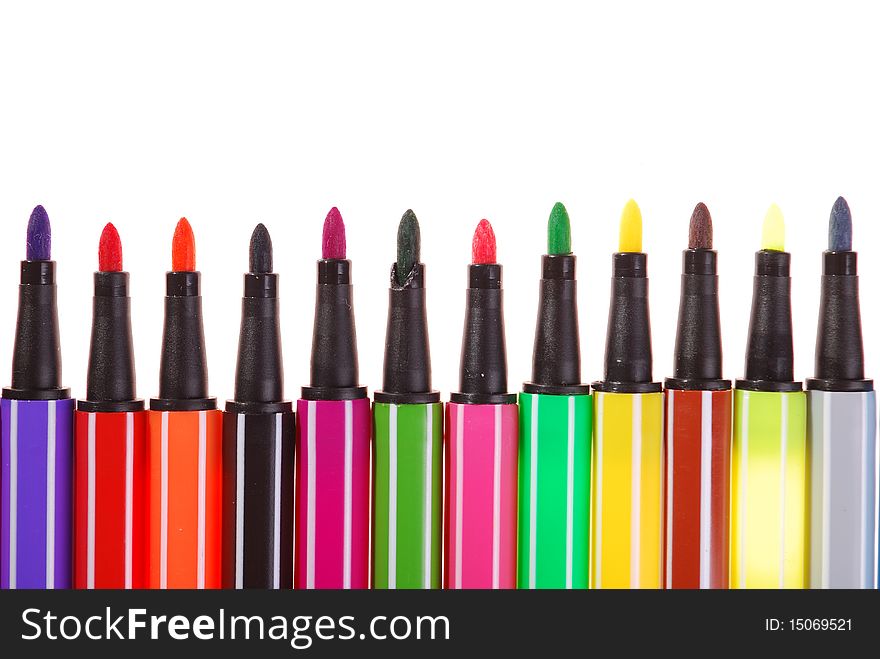 Color pen isolated on white background