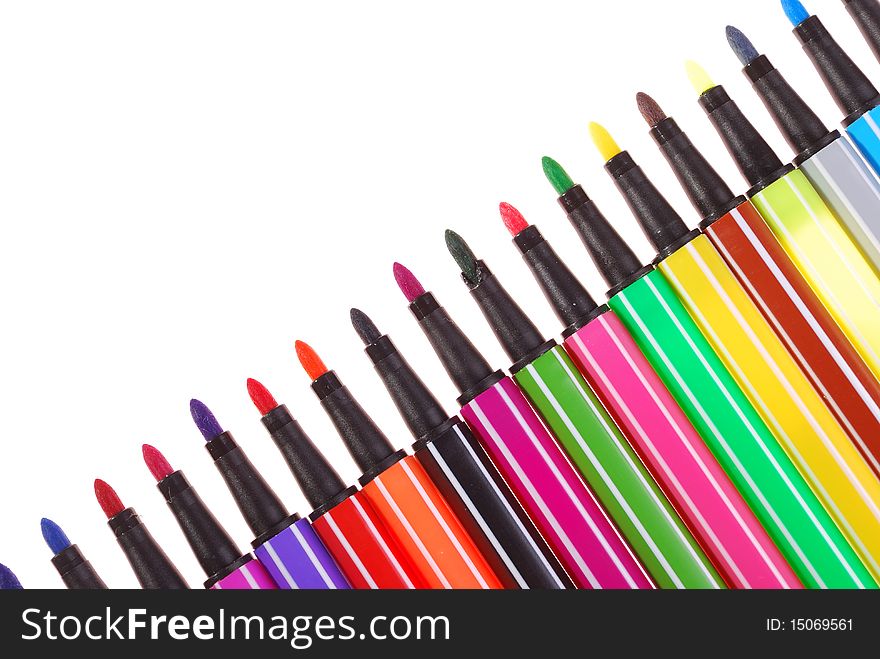 Color pen isolated on white background