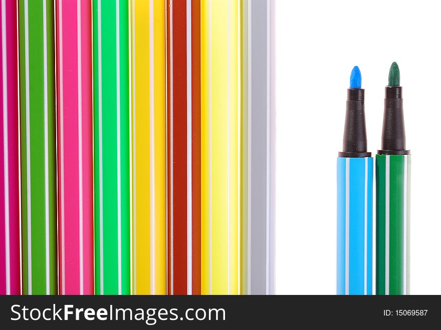 Color pen isolated on white background