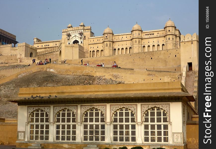 Scenic view of palace fort  in Jaipur, Rajasthan, India. Scenic view of palace fort  in Jaipur, Rajasthan, India