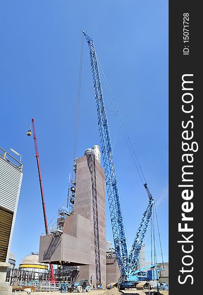 Giant crane  working inside of  steel plant