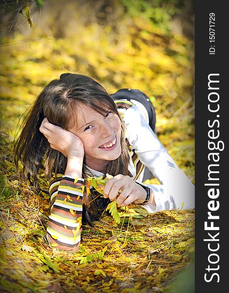 Portrait of a smiling girl in summer time