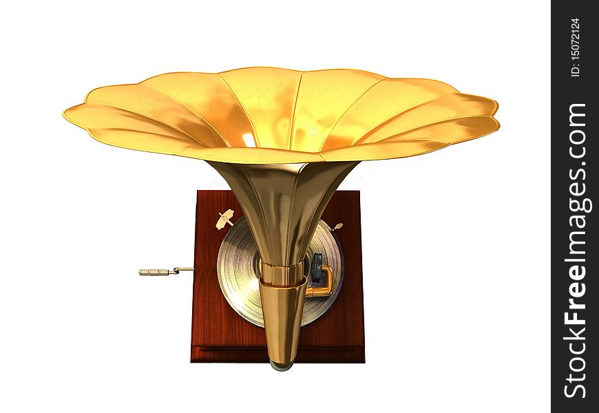 3d render of antique gramophone. 3d render of antique gramophone