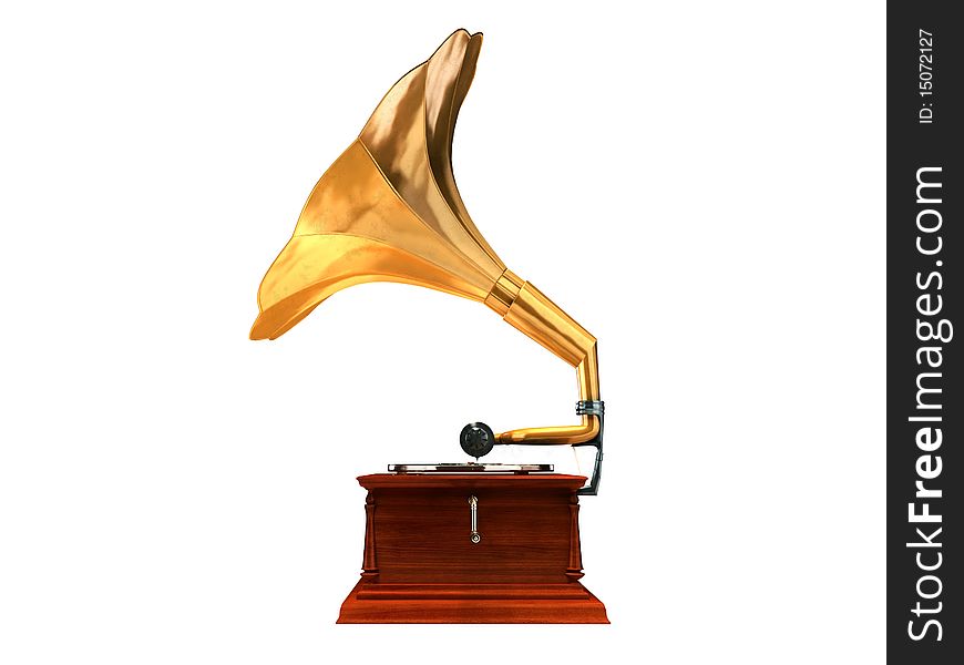 3d render of antique gramophone. 3d render of antique gramophone