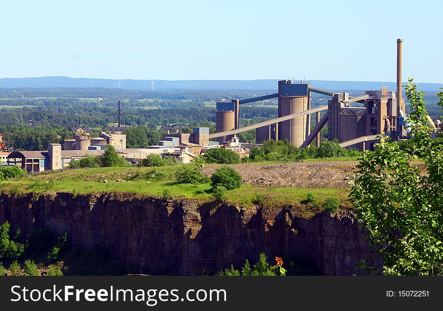 View of a cement plant and quarries