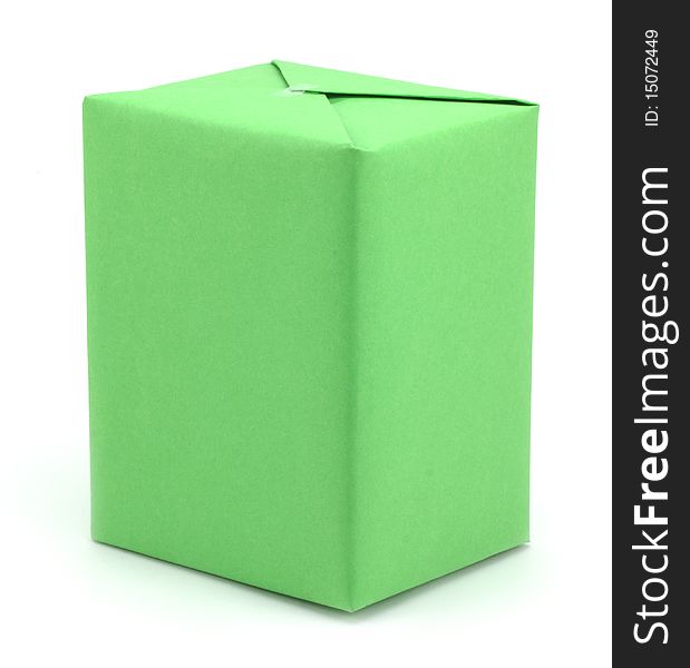 Green gift box on a white background