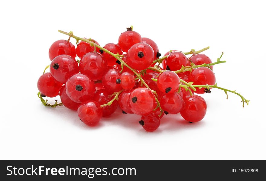 Picture of clusters of red currant on a white background