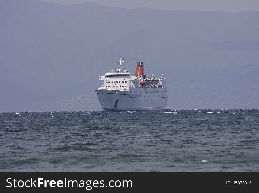 Passenger and car ferry at sea Cesme Turkey. Passenger and car ferry at sea Cesme Turkey