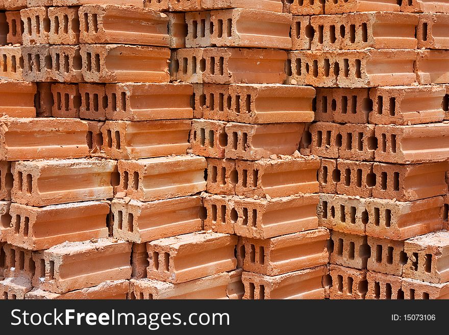 Image of brick texture at a construction place