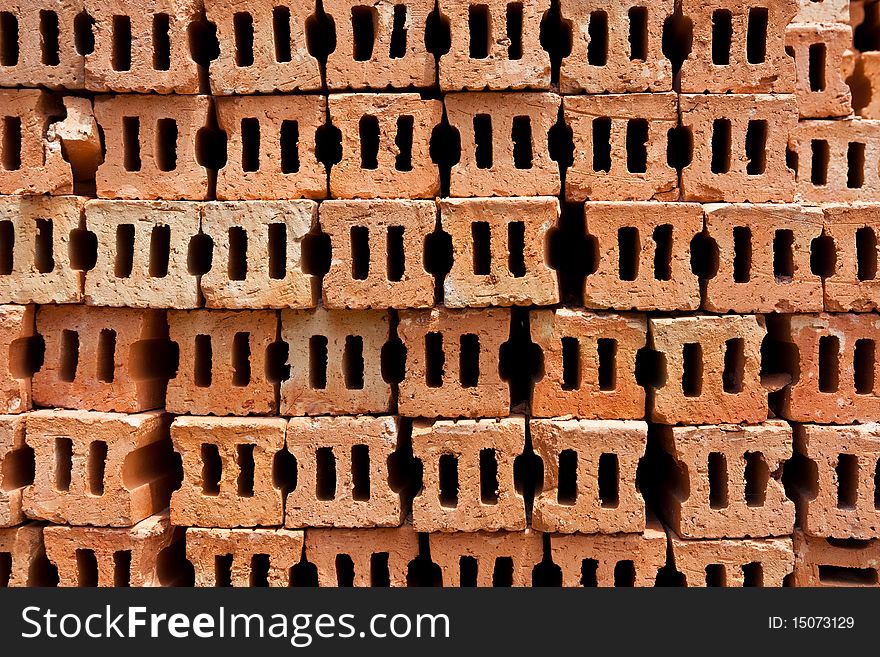Image of brick texture at a construction place