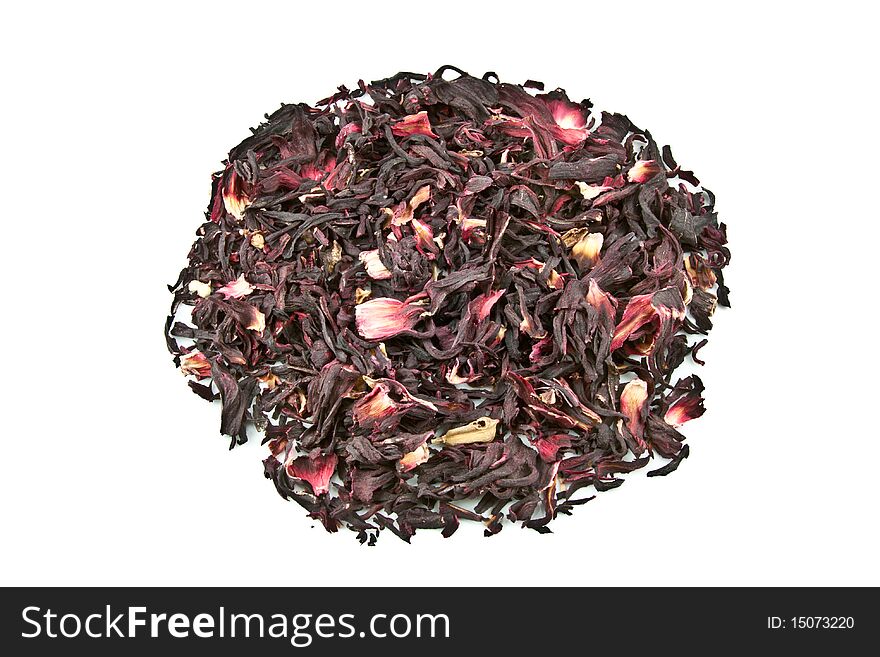 Karkade tea isolated on white background