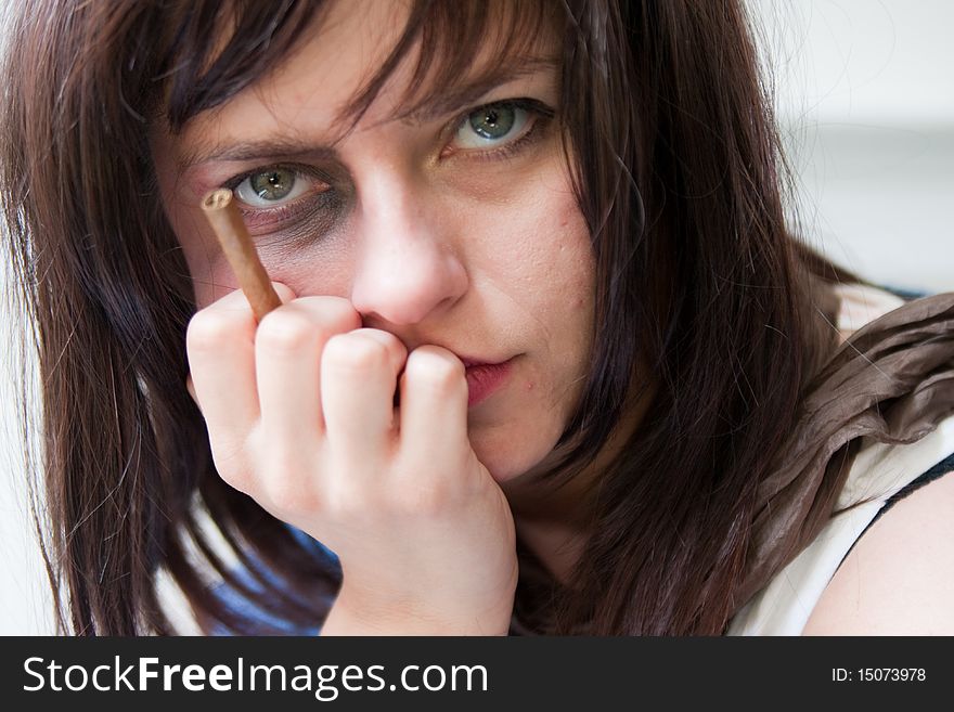 Upset Young Woman With A Bruised Black-eye